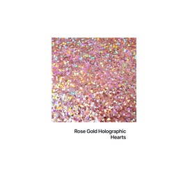 Hemway Ultra Sparkle Glitter Shapes - Heart Shaped Glitter Love Hearts Cosmetic Grade Sequins for Valentine Anniversary Wedding Decorations Festival Body Nail Art - Rose Gold Holographic - 50g 1.8oz