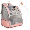 Cat Backpack Carrier, Large Pet Backpack with Cat Wand Feather
