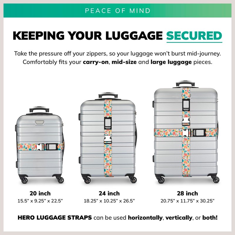 Hero Luggage Straps for Suitcases and Carry-On (2-Pack) Heavy-Duty Secure