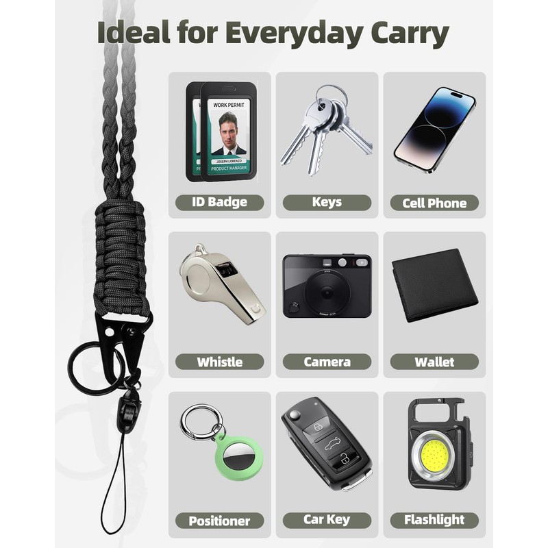 Uniclife Paracord Lanyard with Carabiner Lanyard & Key Ring Band
