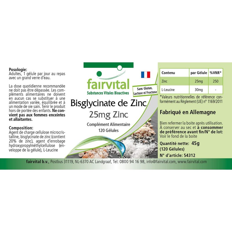 Fairvital High Dose Zinc – 25 mg Zinc from Zinc