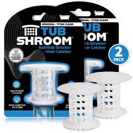 TubShroom Tub Drain Hair Catcher Strainer, 2 Pack, Clear – Drain Protector and Hair Catcher for Bathroom Drains, Fits 1.5” – 1.75” Bathtub and Shower Tub Drains
