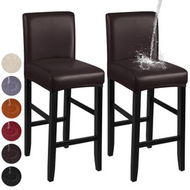 YISUN - Fundas para taburetes de bar, impermeable, funda elástica para taburete de bar, extraíble y lavable, funda para silla alta con bandas elásticas (2, café)