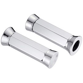 Kijima 201-6814 Motorcycle Parts Grip, Aluminum Hexagon 2, Non-Piercing Type, φ0.9 inches (22.2 mm), Left and Right Set, Universal Use, Plated