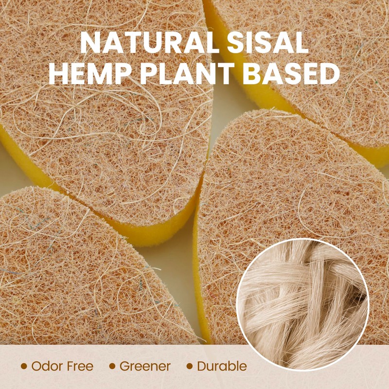 HELIME Natural Dishwand Refills Sponge, Non Scratch Dish Wand Sisal