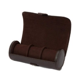 WOLF Heritage Watch Roll, Blake Brown - Holds Up to Three Watches - Vegan Leather, Ultra-Suede Lining, Snap Closure - Includes Two Watch Guards