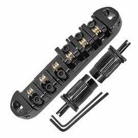 Laroal Roller Saddle Tune-O- Bridge zinc alloy Saddle Bridge Replacement for LP SG Electric Guitar(Black)