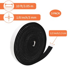 kaidun High Temperature Grill Gasket for Smokers, Black Self Stick Hi-Heat Seal Fire Tape for BBQ Lid, 1/2’’ x 1/8’’, 30 Ft
