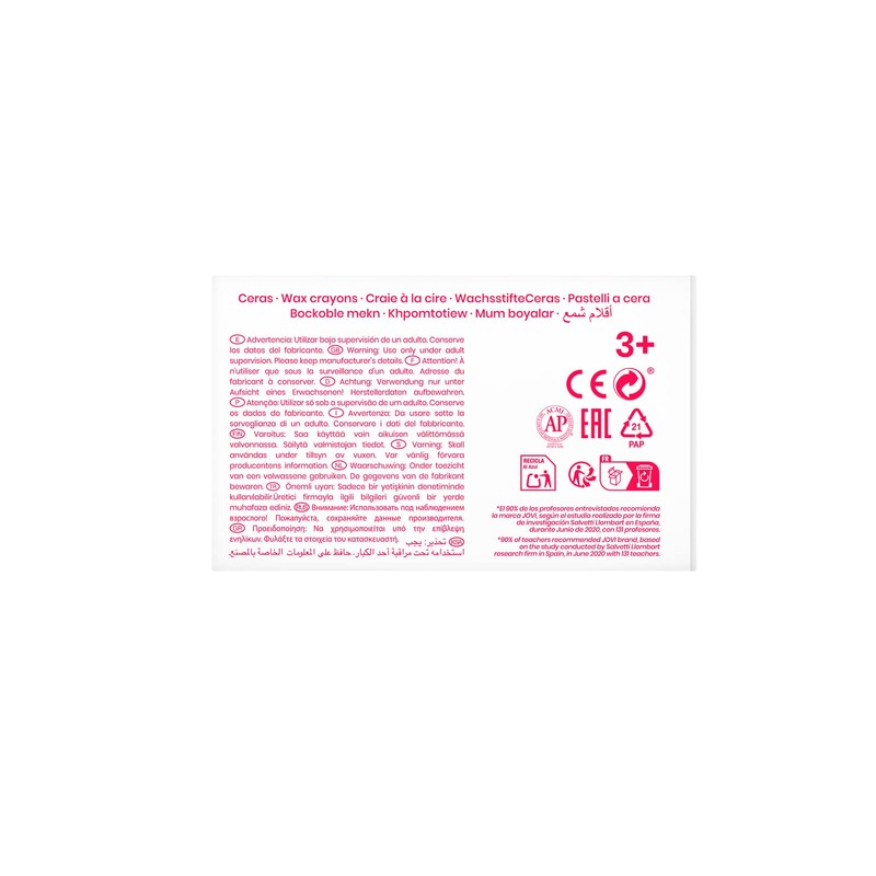 Jovicolor 980 – Wax Crayons, Box of 12, Pink