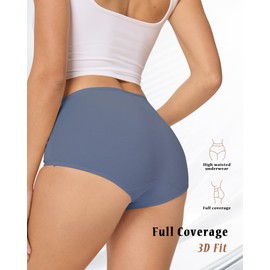 BELSIALOV Women's Cotton Underwear High Waisted Tummy Control Ladies Panties Full Coverage Postpartum Briefs 4 Pack L