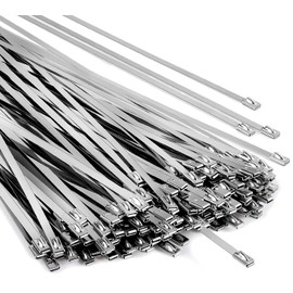 Metal Fence Ties,Anti-Uv,Anti-Aging.11.8 Inch 150Pcs Stainless Steel Ties,Suitable For Chain Link Fence Components,Wire Mesh Rolls,Exhaust Wraps,Outdoor Poultry Fencing.