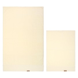 THUN Set 2 Handtücher Creme, 100% Baumwolle, Kollektion Iconic Elengance, 40 x 60 cm, 60 x 100 cm