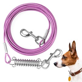 Mi Metty Tie-Out Leads for Dogs, 7.5 m Chew-proof Dog Leads, Tie Out Cables Yard Lead for Medium to Large Dogs (Purple, 25 ft (7.5 m))