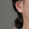 Dainty CZ Moonstone Paw Stud Earrings for Women Silver Plated