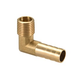 sourcing map Brass Barb Hose Fitting, 90 Degree Elbow 10mm Barbed to 1/4 PT Male Pipe Adapter Connector