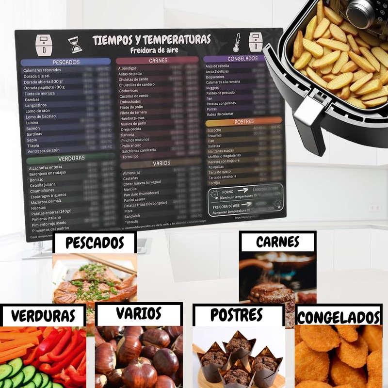 Dashos Air Fryer Magnet with Time and Temperature Chart in