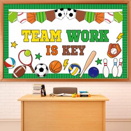 Sports Motivational Bulletin Board Set Back to School Team Work Is Key Paper Cutouts Growth Mindset Classroom Decor Football Positive Inspirational Bulletin Board for Wall Door Decor Teachers Supplies