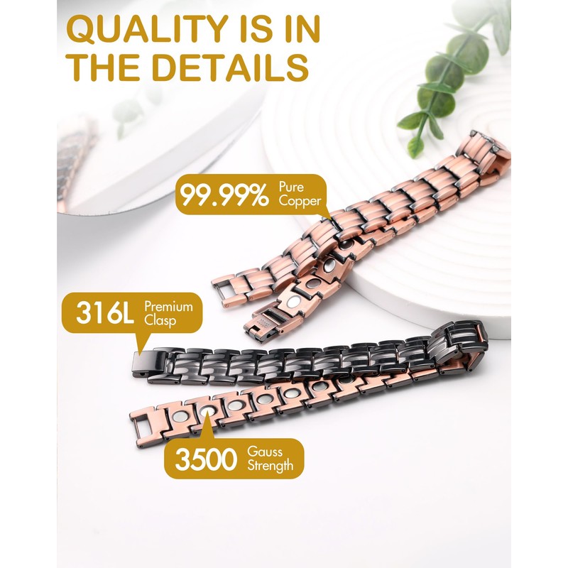 Feraco Copper Bracelet for Men-Magnetic Bracelets 99.99% Pure Copper Jewelry