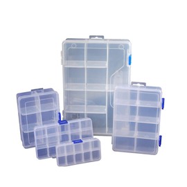 Plastic Jewelry Box Organizer 2Pcs 10 Grids Clear Container Storage Box for Jewelry Cosmetics Craft Tackle Pills Beads Bolts and Nuts