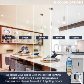 LUXRITE 3 Inch Square LED Recessed Ceiling Light with Junction Box, 10W, 5CCT Selectable 2700K/3000K/3500K/4000K/5000K, 800LM High Brightness, Dimmable Canless Downlight, Wet Rated, IC Rated, ETL