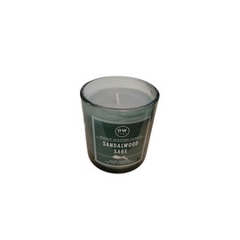 DW HOME SANDALWOOD SAGE CANDLE, SINGLE WICK, BLACK TIN LID, GREEN  JAR, 9.3OZ