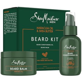 Kit de aseo de aceite de barba y bálsamo de karité para hombres, orgánicos todos los aceites naturales de maracuja y karité, aceite acondicionador de barba, 3.2 onzas y bálsamo para barba, 4 onzas. Hidrata y suaviza