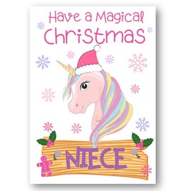 Second Ave Niece Unicorn Children's Kids Christmas Xmas Holiday Festive Greetings Card