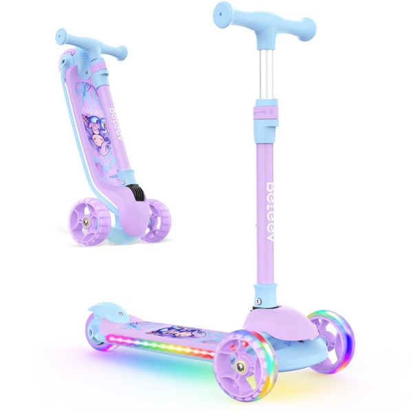 BELEEV Kids Scooter with LED Light-Up Wheels & Deck, 3