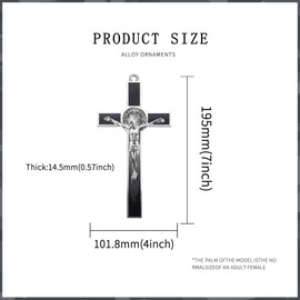 7 Inch Metal Enamel Crucifix Wall Cross Big Saint Benedict Medal INRI Cross Wall Art Give Blessing and The Spiritual Sacred:Faith Gift for your Acquaintances (Black)