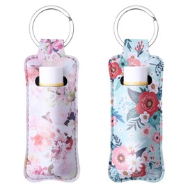 Gerkia Two-piece Chapstick Holder KeyChain，Cute Leather Women and Men Lip Balm Holder Lipstick Key Chain.