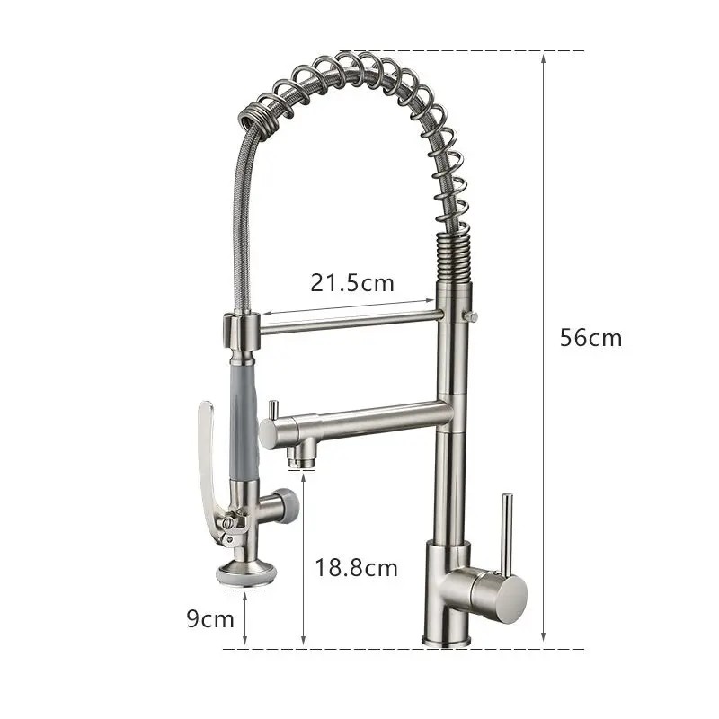 Commercial Single Handle Kitchen Sink Faucet with Pull-Down Sprayer Brushed