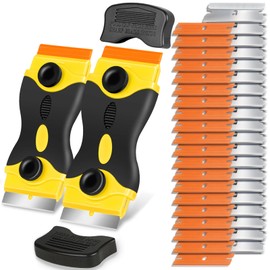 Plastic Razor Blade Scraper Double Sided - Plastic Scraper Tool With 40pcs Metal & Plastic Razor Blades, Vinyl, Paint, Sticker Removal Tool For Cleaning Car, Window, Glass, Wood, Non Scratch