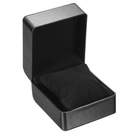 QUARKZMAN Single Watch Box PU Leather Watch Travel Storage Display Box for Men Women with Removable Cushion Portable Watch Holder Organizer Black Glossy
