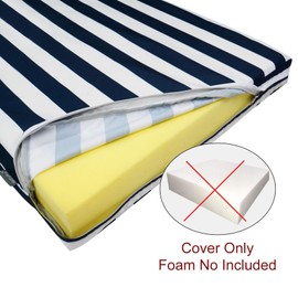 NettyPro Outdoor Patio Lounge Chair Cushion Covers Set 2 with Zipper and Tie, Water Repellent UV Resistant, 80 x 26 x 3 Inch, Replacement Cover Only, Stripes Navy Blue and White