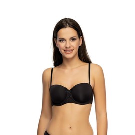 VIANIA! Multiway Underwired Bra 211414 Carola Removable Straps Strapless Colour Nude / Cream / Black (Carola) - black, size: 75C