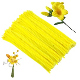 Zxiixz 100Pcs Pipe Cleaners, Pipe Cleaners Craft, Creative Craft Pipe Cleaners for Festivals DIY Hand Arts, Chenille Stems Crafting Pipe Cleaners, Craft Supplies for Home DIY Handcraft/Yellow