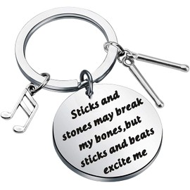 SEIRAA Drum Keychain Drum Kit Gifts Sticks and Beats Excite Me Key Ring Drum Drummer Music Band Percussion Jewelry (Drum Keychain sticks) (Drum Keychain Sticks)