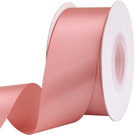 Baocuan 1-1/2 inch Rose Gold Satin Ribbon by 25 Yards Silk Ribbons Roll Craft Fabric Ribbon for Gift Wrapping, Satin Weddings,Floral Bouquets,Holiday Decorations