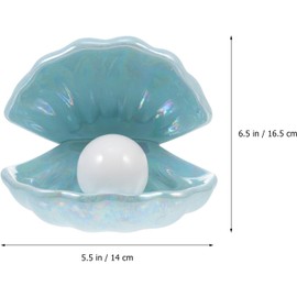Mikily‘s Elegant Ocean-Inspired Shell Pearl LED Ceramic Night Light with Warm White Light Perfect Portable Nightlight for Bedrooms or Living Room Decorations and Special Occasions (Blue)