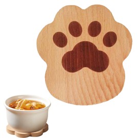 Cat Paw Wooden Trivet – 6" x 6"Heat-Resistant Pot Holder for Kitchen & Dining Table, Cute Cartoon Paw-Shaped Wood Hot Pad for Cooking, Serving, or Home Décor (Oak Cat Caws)
