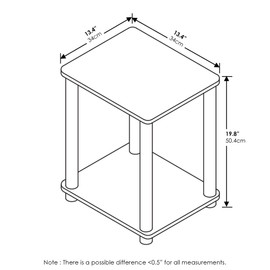 Furinno Turn-N-Tube Haydn End Table, White/White
