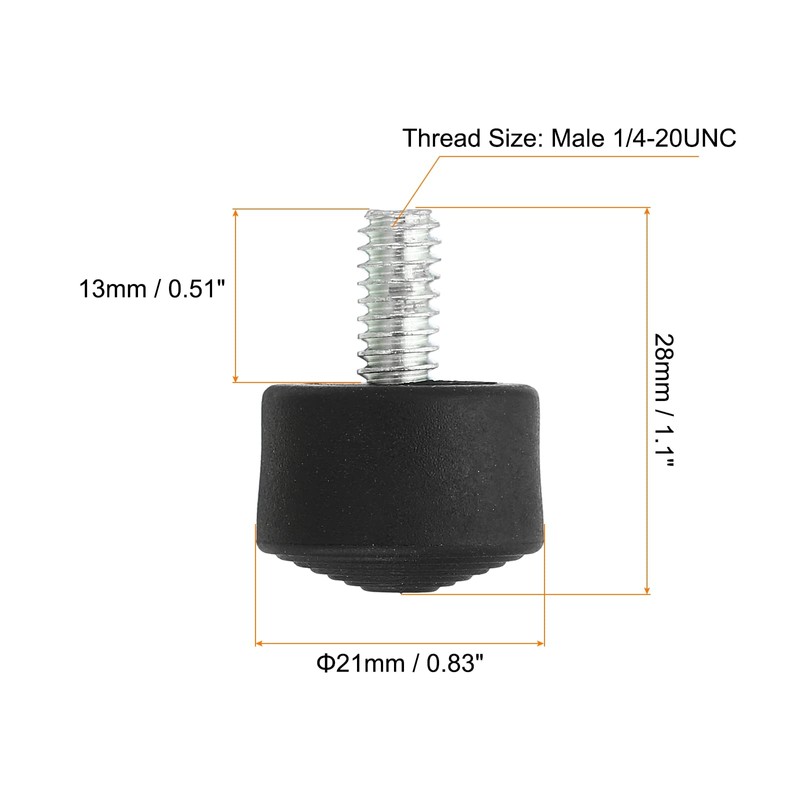 PATIKIL Universal 1/4" x 1" Rubber Tripod Feet, 3 Pack