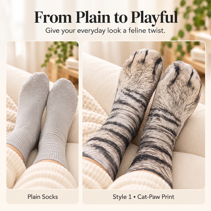Animal Paw Socks for Playful Everyday Wear – Realistic Cat