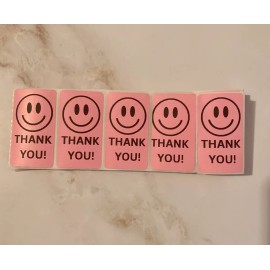 Doordash 40 Pcs thank you stickers Smiley Face Smile Pink Small Business Packaging Diy