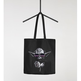 MoonWorks Jute Bag Deejay DJ Yoda Remastered Cotton Bag Fabric Bag Tote Bag, Dj Yoda Black