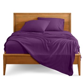 Bare Home King Sheet Set - Luxury 1800 Ultra-Soft Microfiber King Bed Sheets - Double Brushed - Deep Pockets - Easy Fit - 4 Piece Set - Bedding Sheets & Pillowcases (King, Plum)