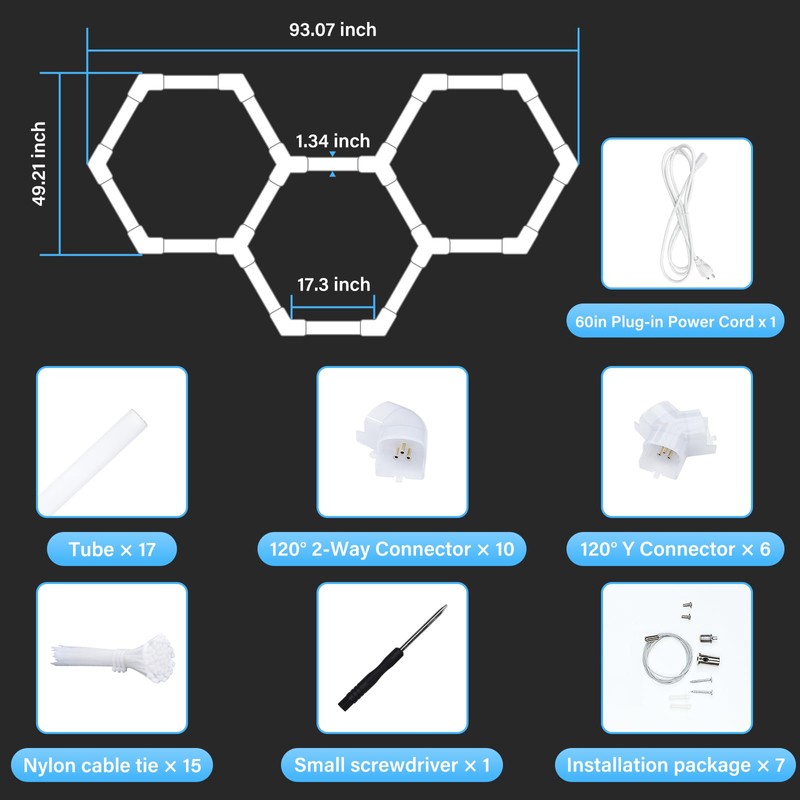 ALLYES KX Hexagon LED Garage Light, Dimmable Hex Shop Lights