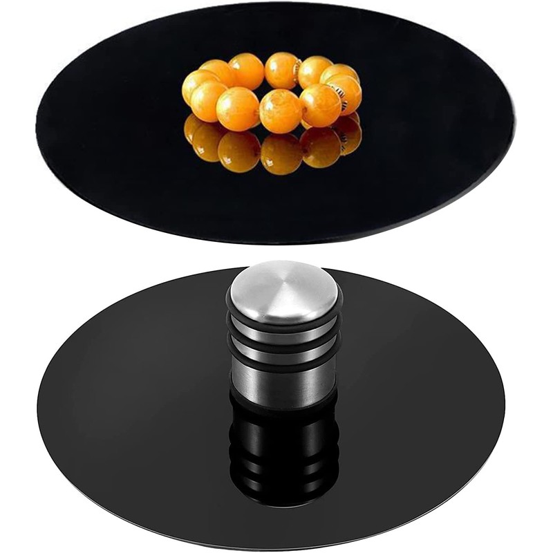 ZESABGE 30 cm Acrylic Plate Black Acrylic Discs Round Plastic