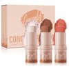 3Pcs Contour Stick Set，3 Colors Contour Stick Makeup Set， Long-Lasting