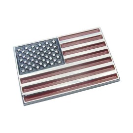 DSX USA Flag Chrome Emblem Badge - American Flag - Rare !   2.75 inch by 1.75 inch